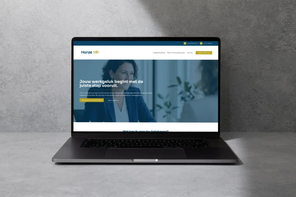 Mockup van de website van Hanze HR