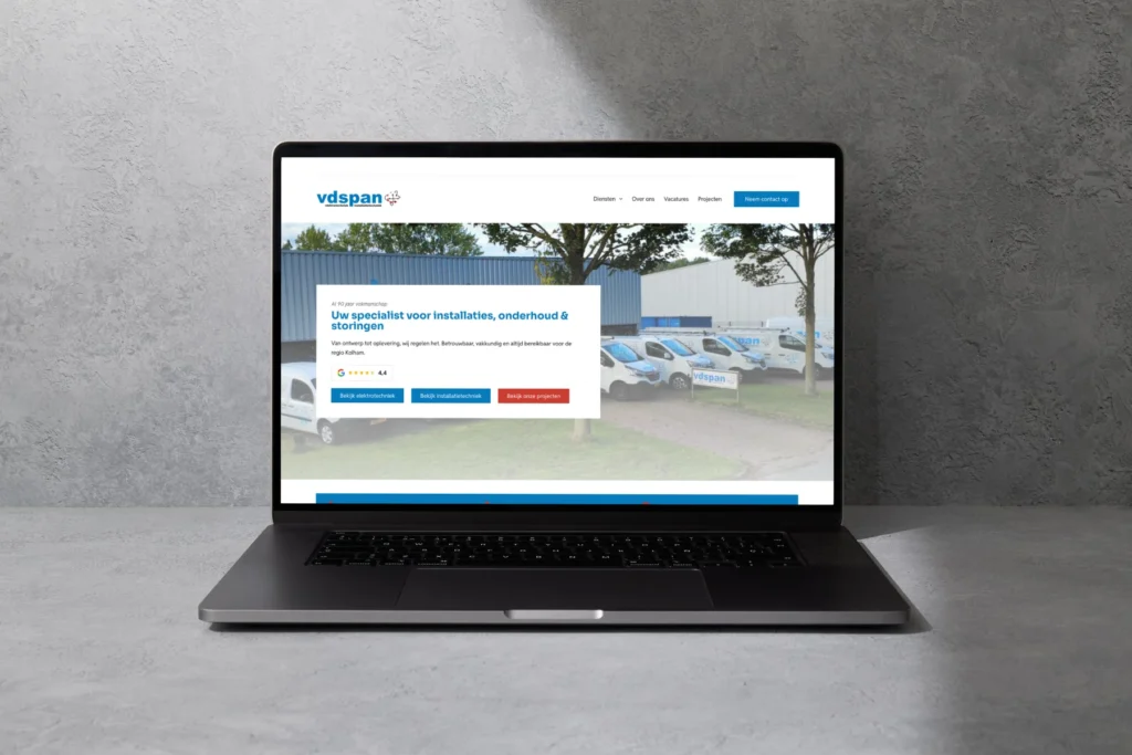 Mockup van de website van Installatiebedrijf van der Span