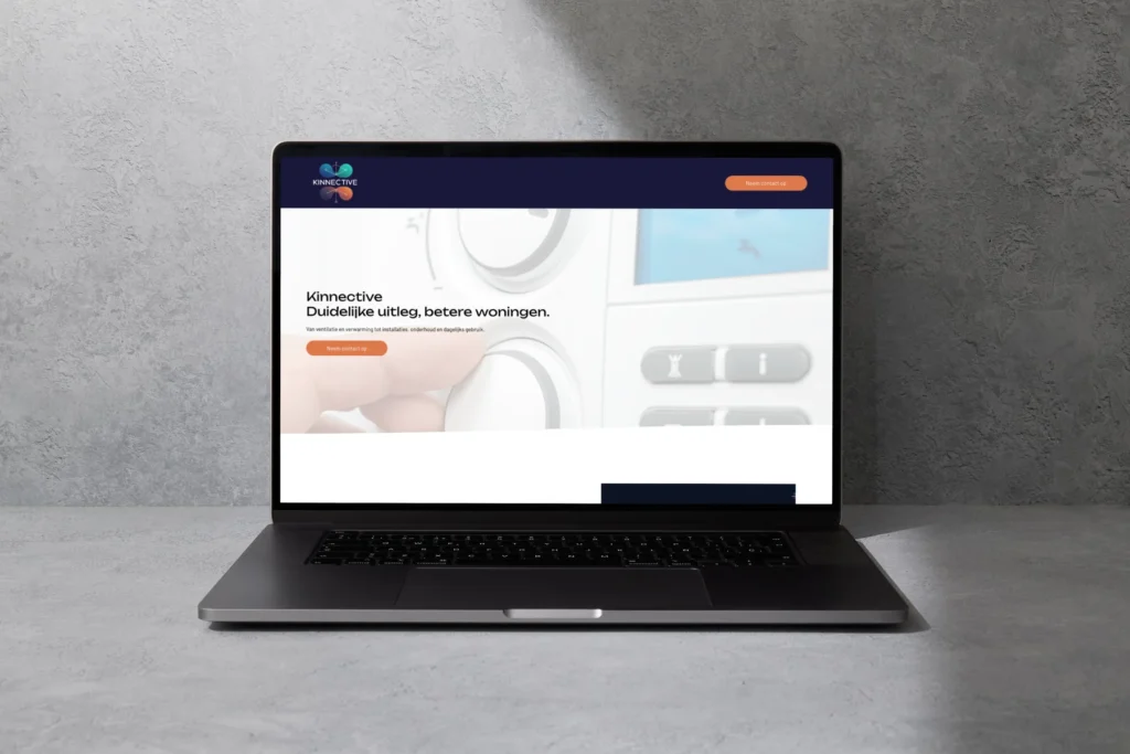 Mockup van de website van Kinnective