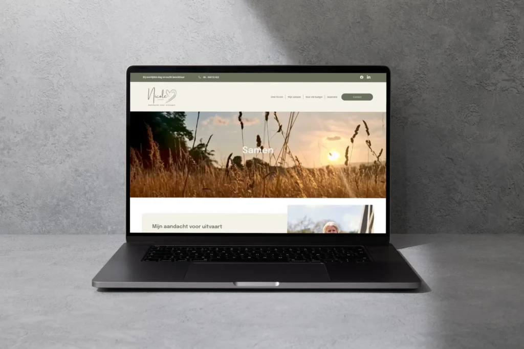 Mockup van de website van Aandacht voor uitvaart